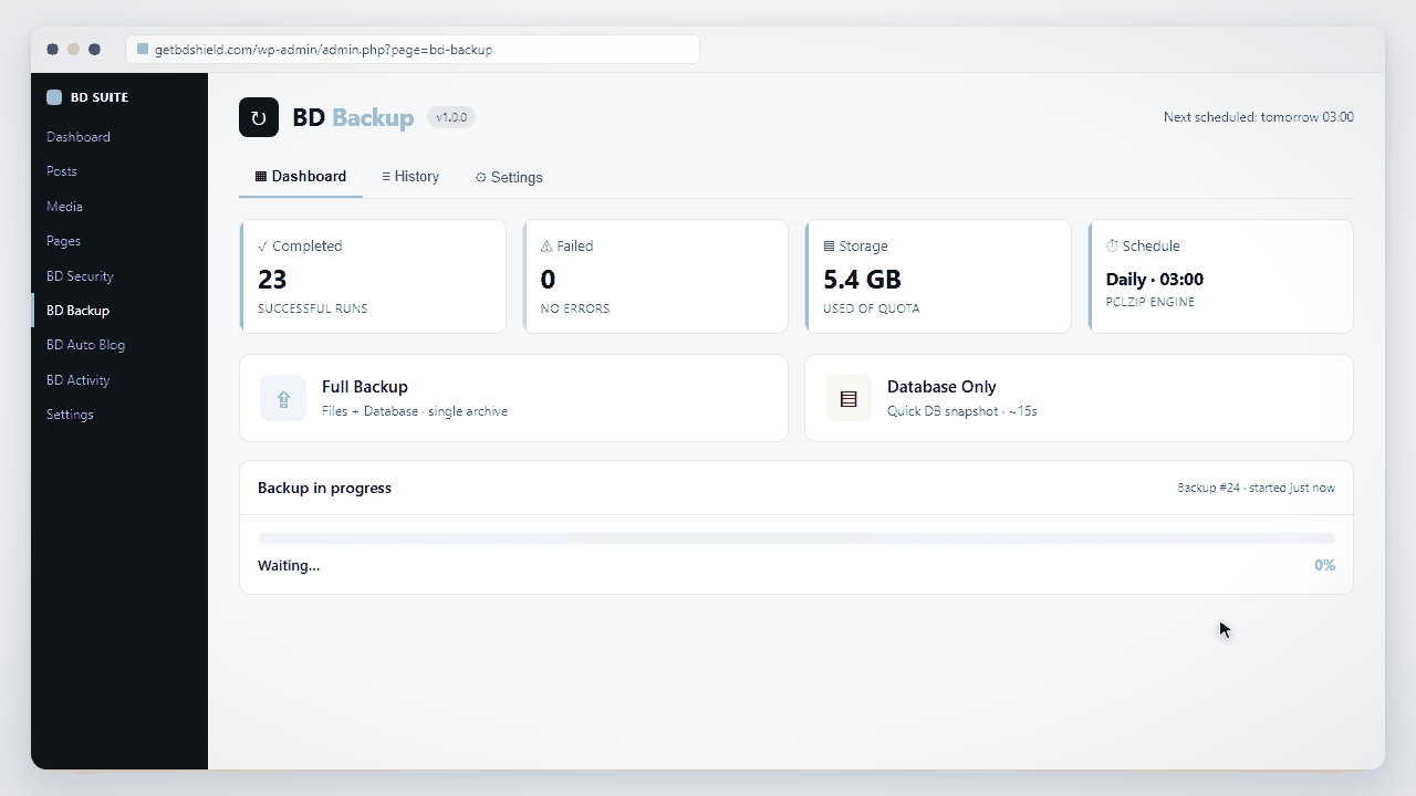 BD Backup — product demo