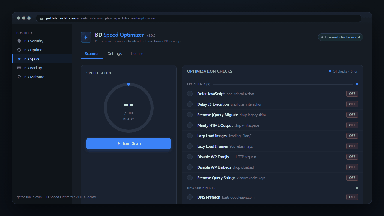 BD Speed Optimizer — product demo